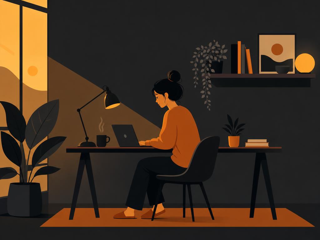 flat vector illustration of three stacked rectangular blocks representing the 3-block daily schedule, warm amber and ora