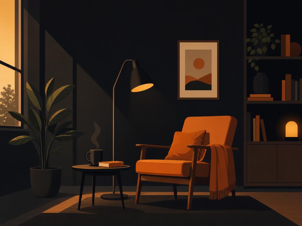 Flat vector illustration of a simple week grid on dark charcoal: five vertical columns for weekdays, with abstract geome