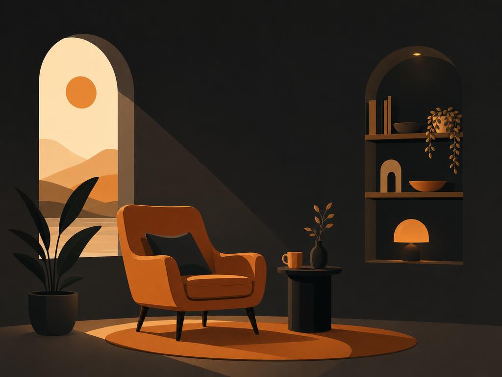 Flat-vector illustration of overlapping circles or Venn diagram representing work, family, and buffer space, in warm amb